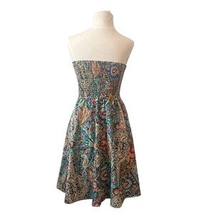 Women’s strapless multicolor paisley dress